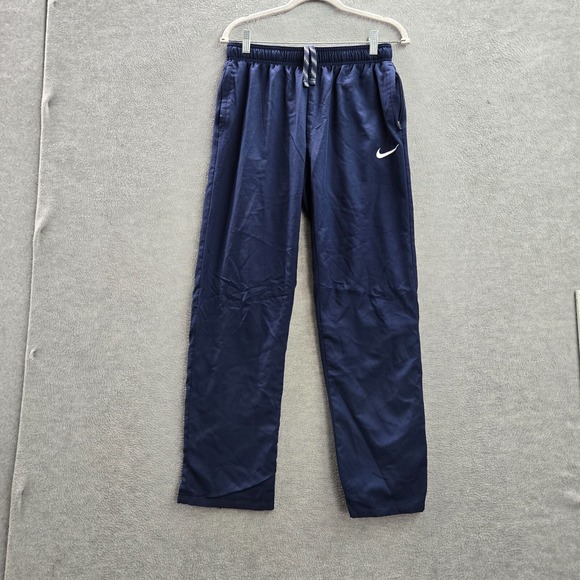 Nike Men Activewear Track Pants Small Blue Swoosh Dri Fit Drawstring 30" Inseam - Picture 1 of 15